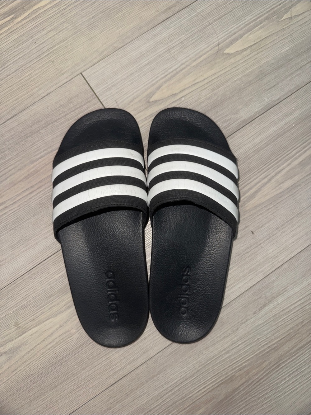 adidas Black and White Slide Sandals size 5